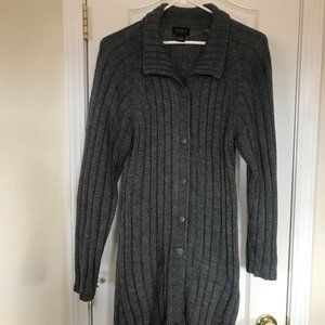 Long grey button up sweater